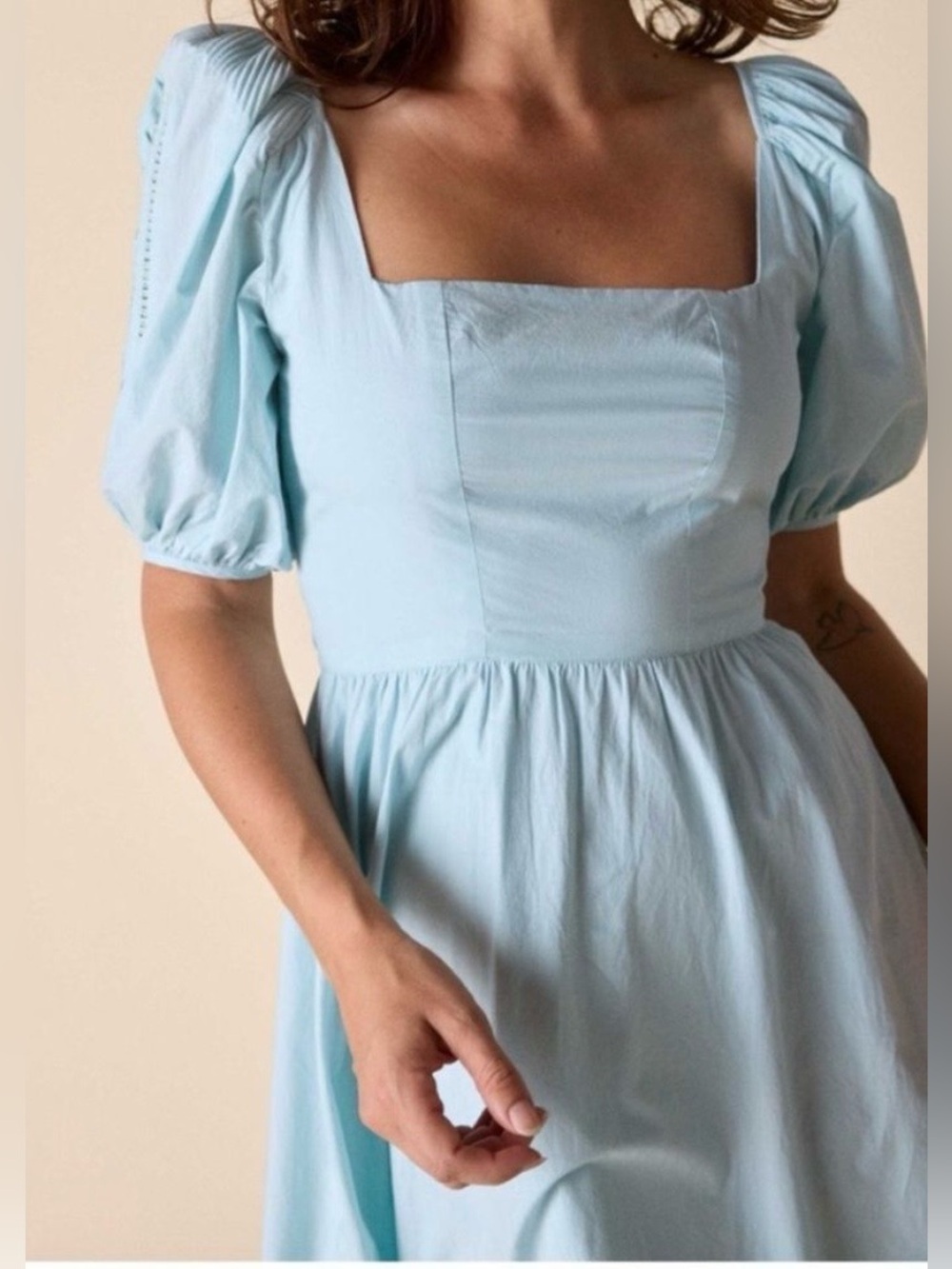 St. Roche Vista Midi Dress - Organic Cotton - Duck Egg Blue - 8